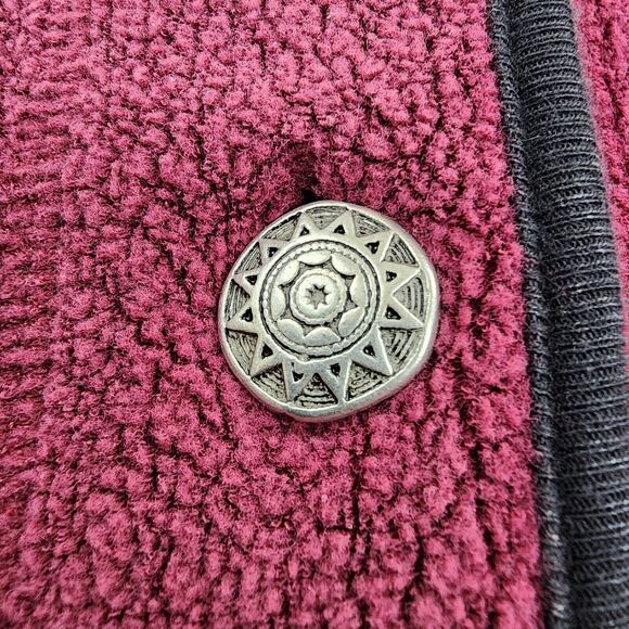 LL Bean Sweater Womens Medium Burgundy Cardigan Long Sleeve Button Front Terry - Picture 10 of 15